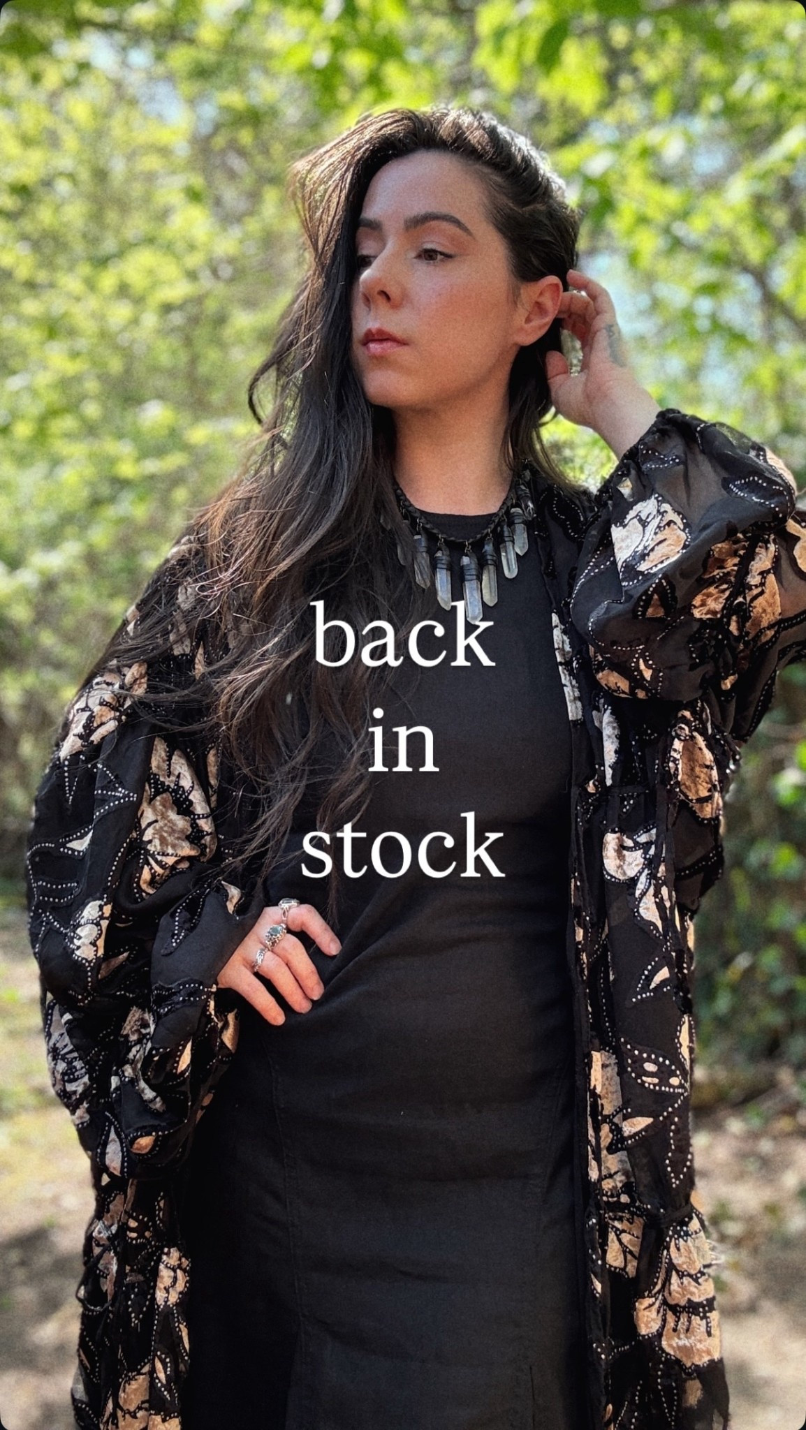 This darling velvet black and white kimono is back in stock! I adore this piece so much! 