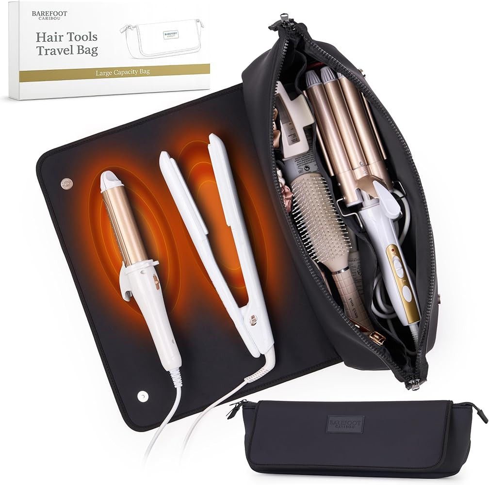BAREFOOT CARIBOU Hair Tools Travel Bag and Heat Resistant Mat for Flat Irons, Straighteners, Curl... | Amazon (US)