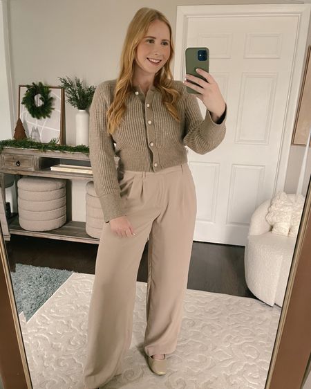 ABERCROMBIE Crew Pearl Cardigan Extra 15% Off In Bag // size small on me with wide leg trousers, Affordable by Amanda, Abercrombie outfit 

#LTKsalealert #LTKmidsize #LTKSeasonal