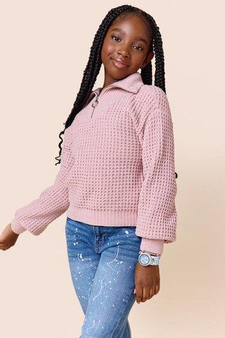 franki Quarter Zip Sweater for Girls - francesca's | Francesca's