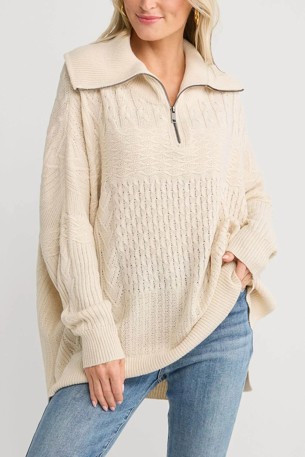 RD Style Persephone Long Sleeve Troyer Neck Poncho | Social Threads