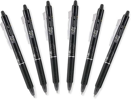 PILOT FriXion Clicker 0.7mm, Erasable Gel Pens, Fine Point, Black Ink, Pack Of 6 | Amazon (US)
