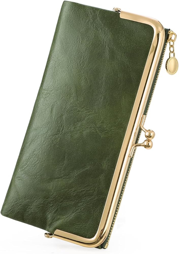 GOIACII Womens Wallet Ladies Vintage Billfold Compact Card Holder Long Zip Clutch Purse with Kiss... | Amazon (US)