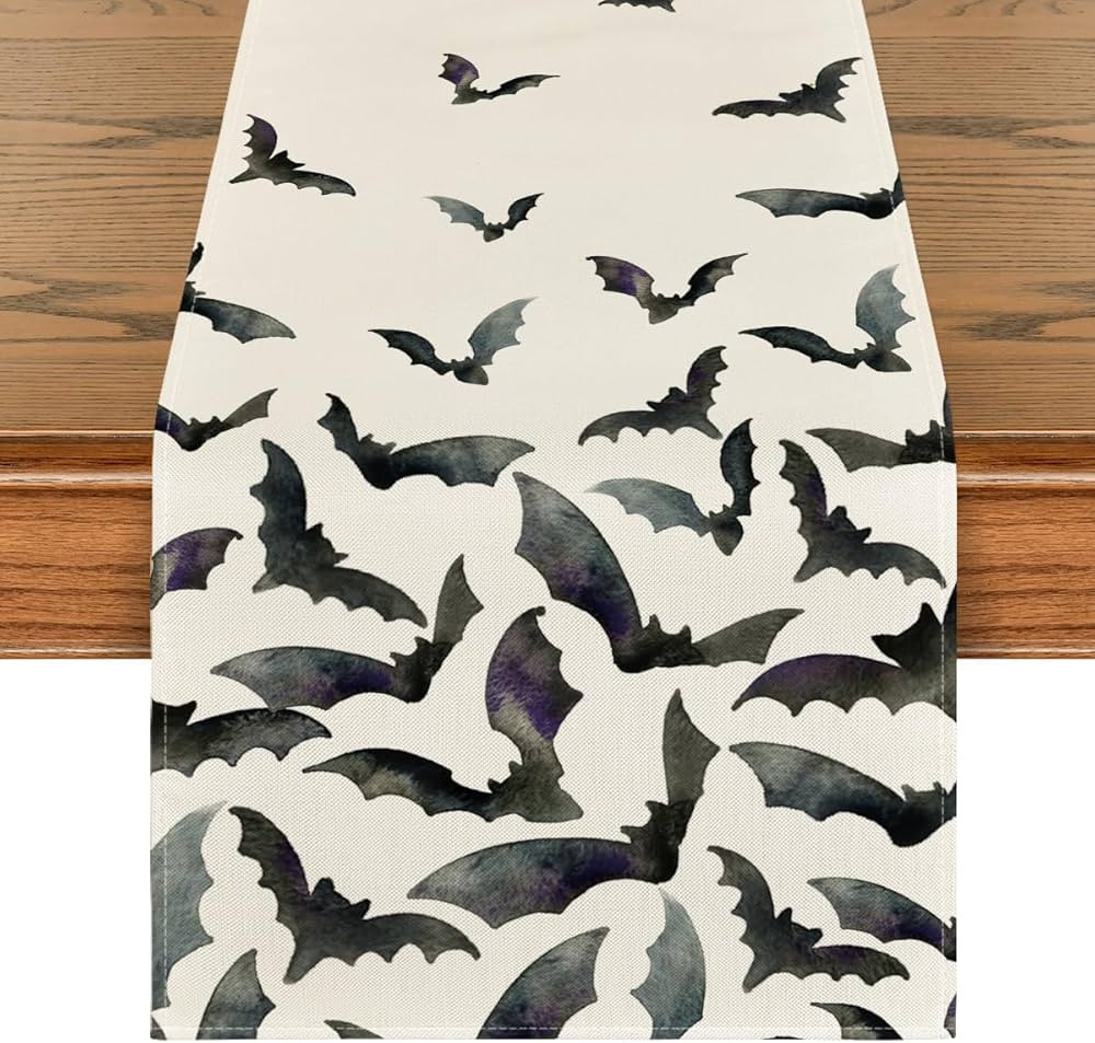 Artoid Mode Silhouette Black Bats Halloween Table Runner, Fall Kitchen Dining Table Decoration fo... | Amazon (US)
