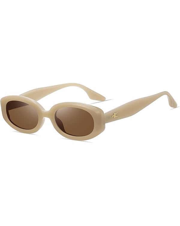 Fozono Trendy Skinny Oval Sunglasses for Women Men Retro 90s Fashion Narrow Square Rectangle Sung... | Amazon (US)