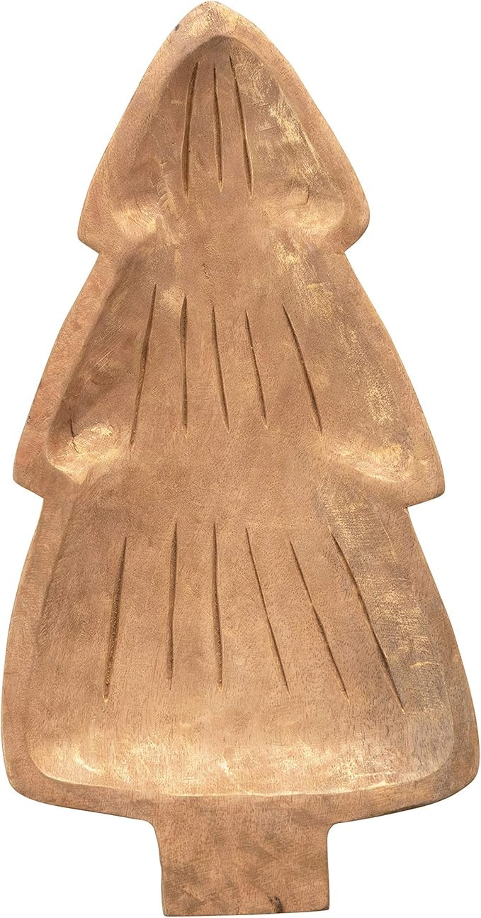Creative Co-Op 16" L x 8-1/2"W x 1-3/4"H Hand-Carved Mango Wood Christmas Tree Bowl w/Gold Rubbed... | Amazon (US)