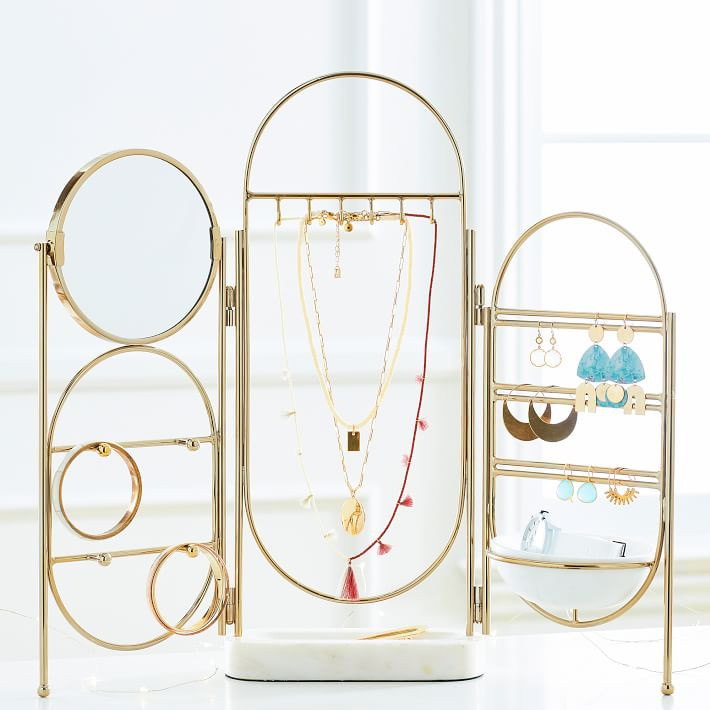 Marble and Gold Jewelry Holder Screen | Pottery Barn Teen