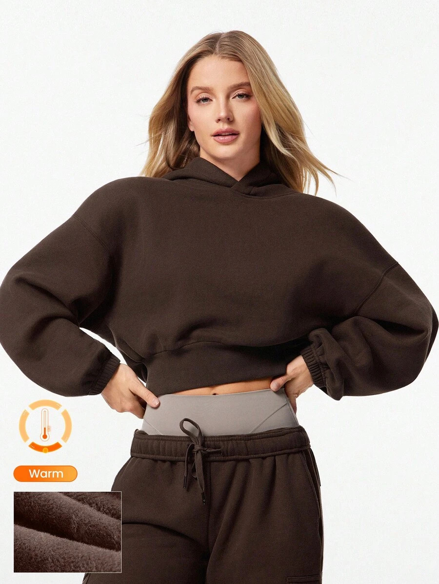 GLOWMODE Everyday Fleece Cozy Camper Soft Lightweight Warm Relaxed Fit Cropped Hoodie Sweatshirt ... | SHEIN