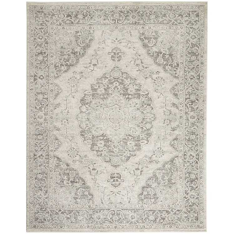 Ivory and Gray Oushak Medallion Area Rug, 8x10 | Kirkland's Home