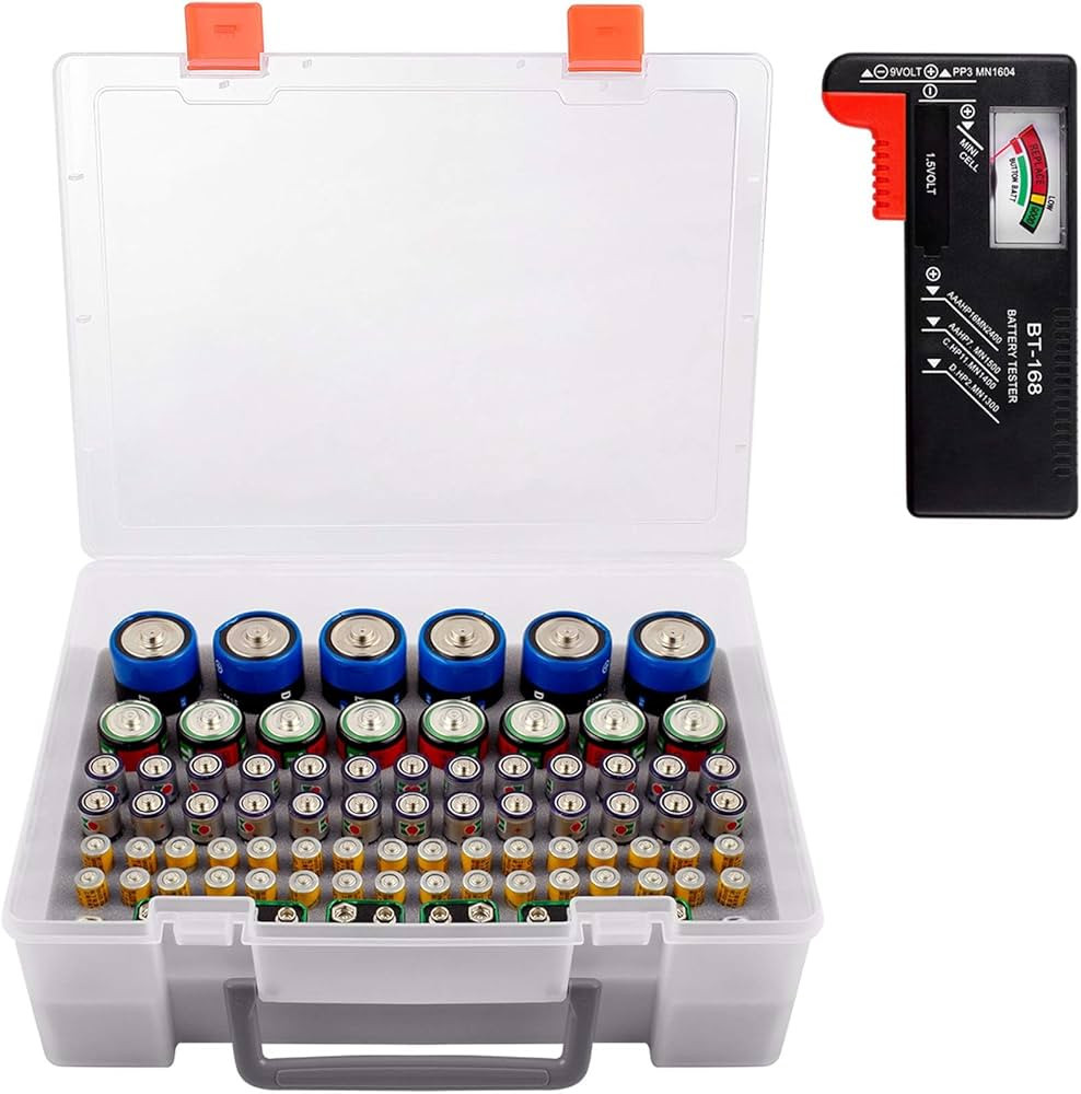 Battery Organizer Storage Box, Garage Storage Containers Case Holder with Checker Tester Fits for... | Amazon (US)