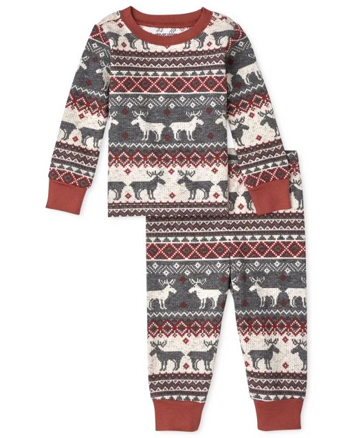 Unisex Baby And Toddler Matching Family Christmas Long Sleeve Thermal Reindeer Fairisle Print Snu... | The Children's Place