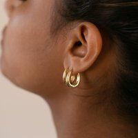 Paris Hoops By Caitlyn Minimalist Oval Small Hoop Earrings in Gold & Sterling Silver Earrings, Perfe | Etsy (US)