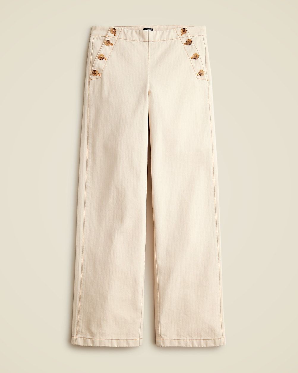 Sailor-button wide-leg pant in ecru herringbone | J. Crew US