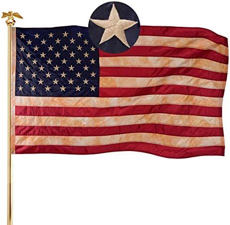 FRF Vintage Tea Stained American USA Flag Embroidered Stars - Sewn Stripes Historical Dyed US Fla... | Amazon (US)