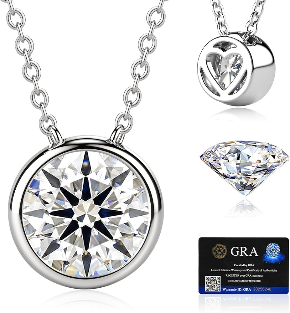 adoyi Moissanite Diamond Necklaces for Women, D Color VVS1 Clarity 1.0CT 18K White Gold Plated Pe... | Amazon (US)