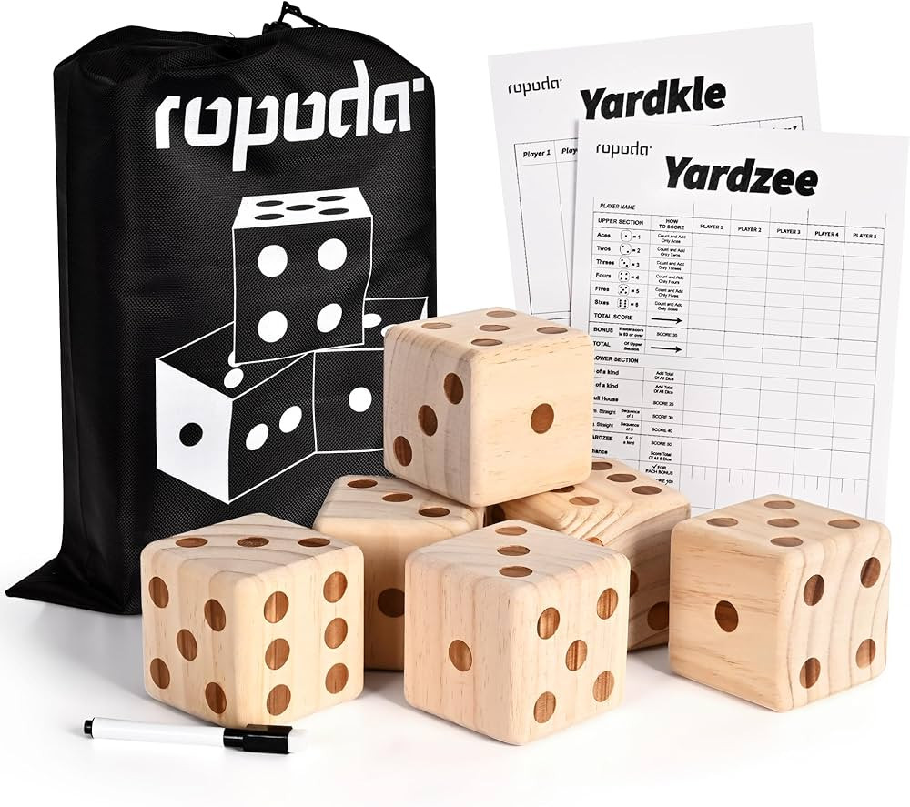 ropoda Giant Wooden Yard Dice,Outdoor Game Giant Dice Set Yard Game 3.5"-Includes 6 Dice, Scorebo... | Amazon (US)