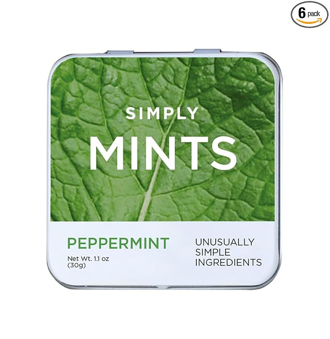 SIMPLY MINTS Natural Peppermint Breath Mints, 6 Pack (180 Pieces), Made With Real Peppermint Oil ... | Amazon (US)