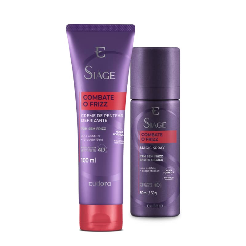 Combo Siàge Combate o Frizz:  Leave-In 100ml + Magic Spray 50ml | Eudora (BR)