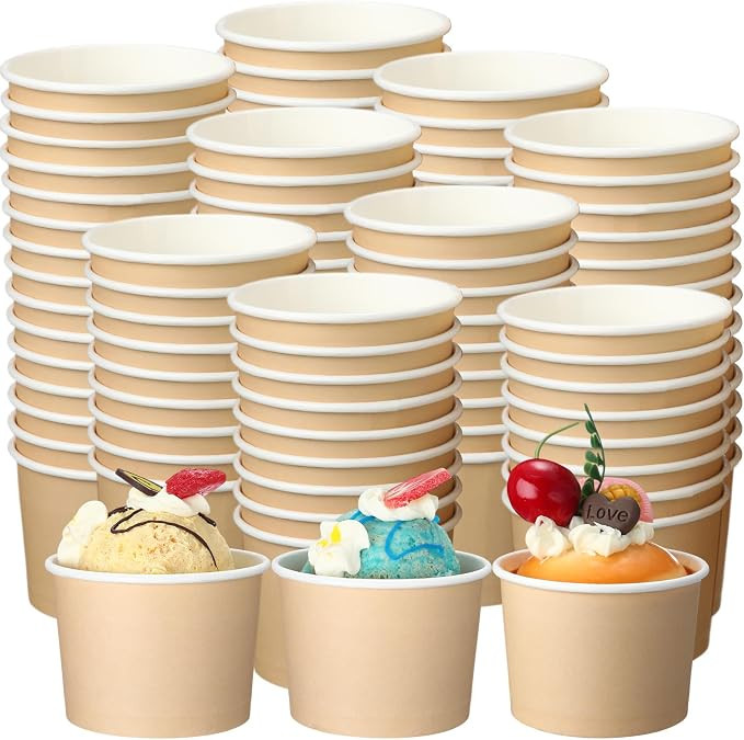 Honeydak 200 Pack Kraft Ice Cream Cups for Party Small Disposable Treat Paper Cups Dessert Snacks... | Amazon (US)