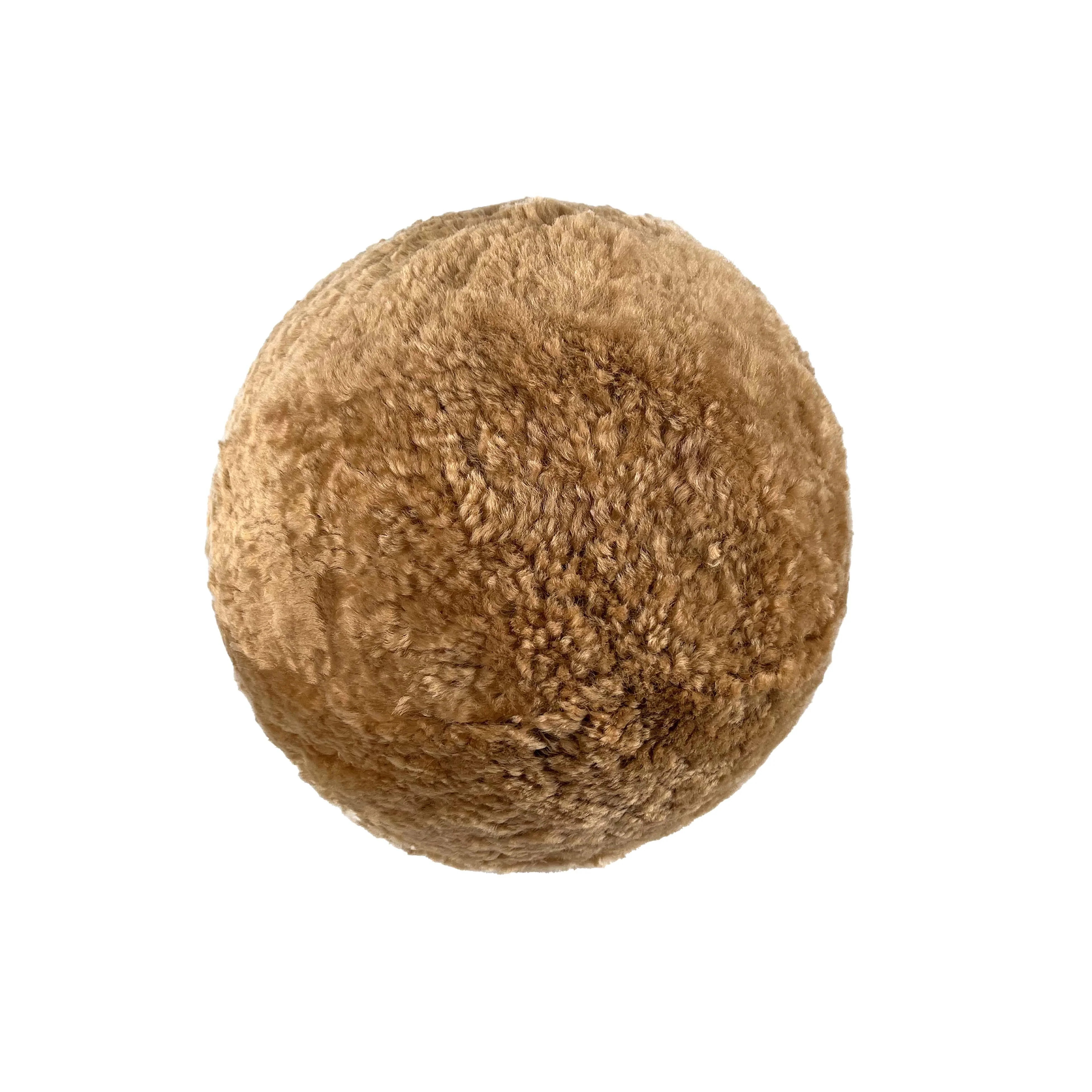 New Zealand Brown Genuine Sheepskin Ball Throw Pillow (8"-12") | TOV Furniture