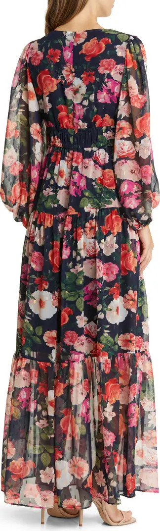 Floral Long Sleeve Chiffon Maxi Dress | Nordstrom