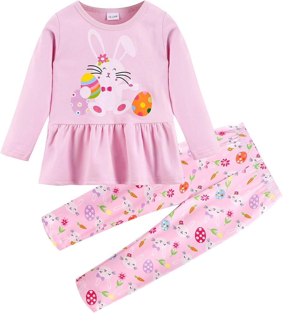 Little Girls Outfits 2 Piece Toddler Long Sleeve Sweatshirt Leggings Pants Fall Winter Clothing S... | Amazon (US)