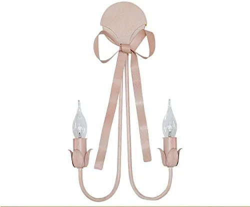 QBIDENG Wall Lights Wall Lamp Sconces Iron Pink Bow Wall Lamp Bedroom Chandelier French Creative ... | Amazon (US)