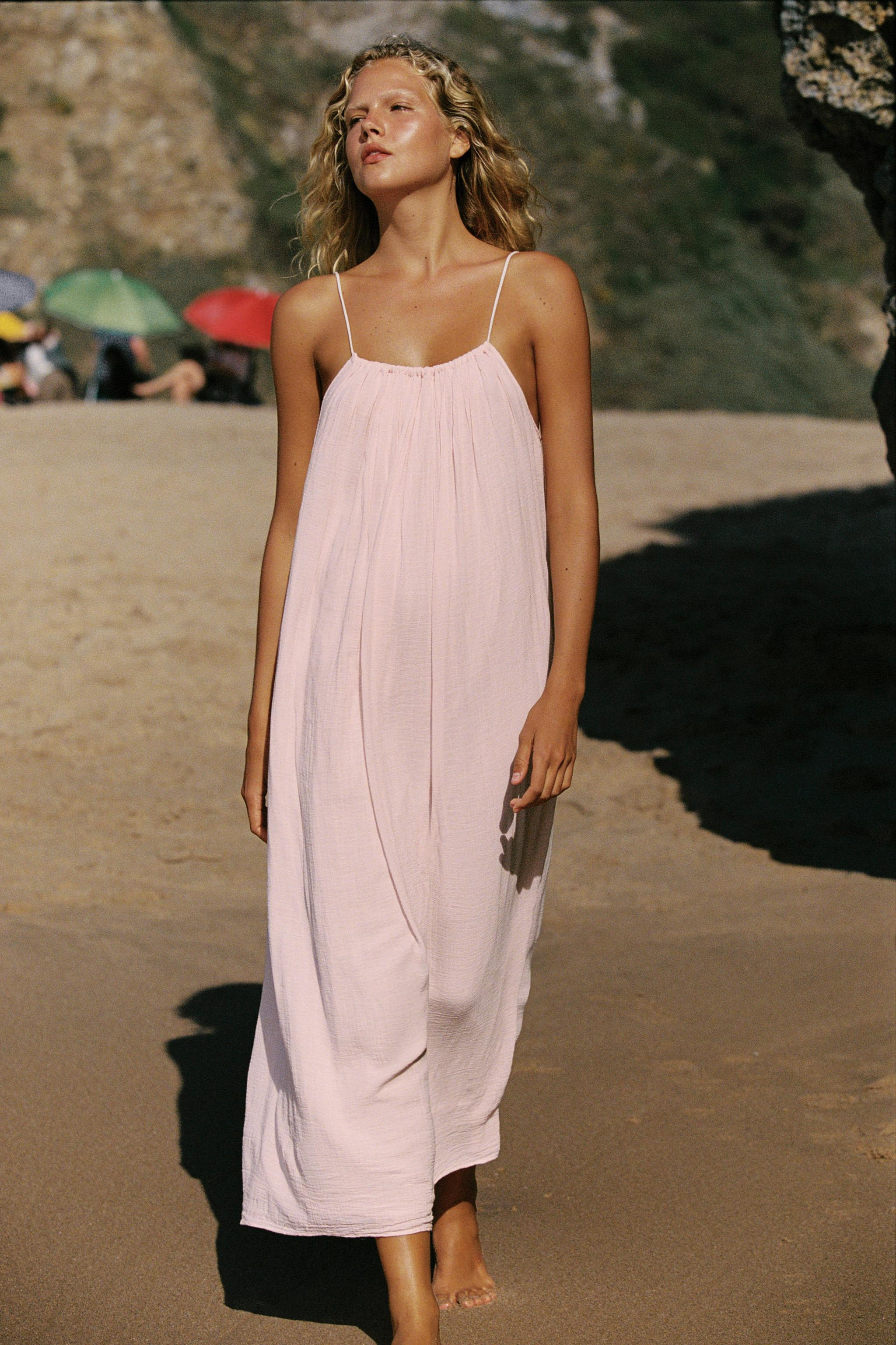 VOLUMINOUS GAUZE MIDI DRESS | Zara US