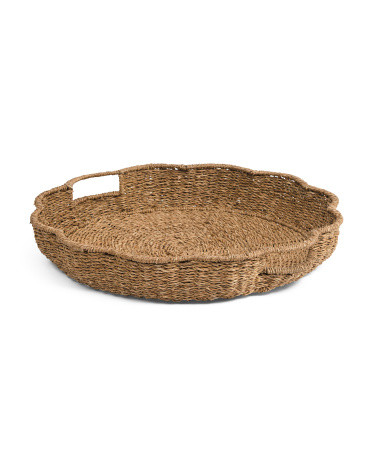 Large Round Bankuan Rope Scalloped Rim Tray | Kitchen & Dining Room | Marshalls | Marshalls