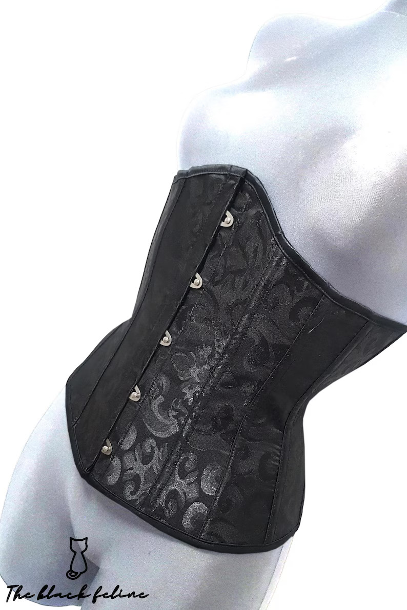 Underbust Corset Black Belt Floral Corsets Waist Trainer Victorian White Corset Dress Renaissance... | Etsy (US)