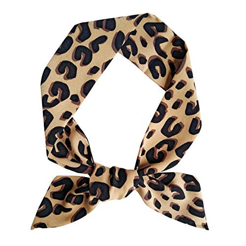 GERINLY Leopard Neck Tie Chic Skinny Scarf Hairband Stylish Purse Scarf Leopard Accessory (Color1) | Amazon (US)