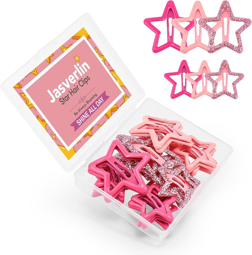 JASVERLIN 36 Pcs Star Snap Hair Clips, Y2k Colorful Cute Barrettes for Women Girls, Thick Fine No... | Amazon (US)