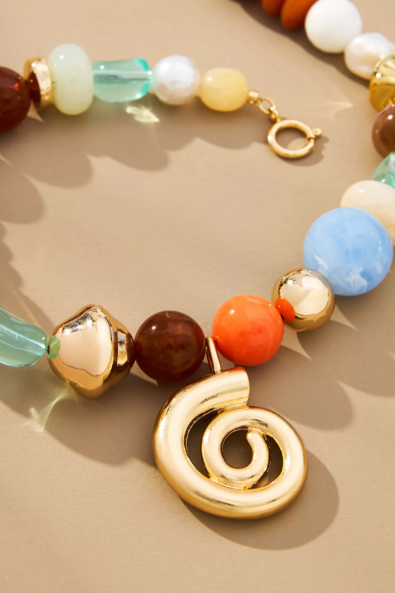 Mixed Beaded Spiral Pendant Necklace | Anthropologie (US)
