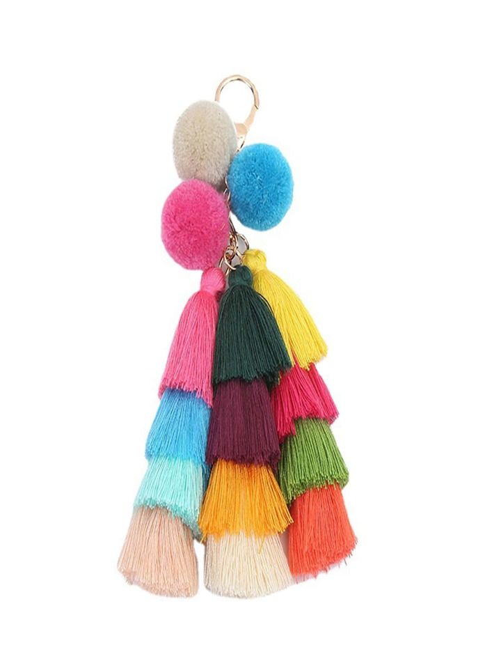 Pompom & Tassel Decor Bag Charm Tassel Purse Charm For Handbag Pendant Boho Keyring Keychain For ... | SHEIN