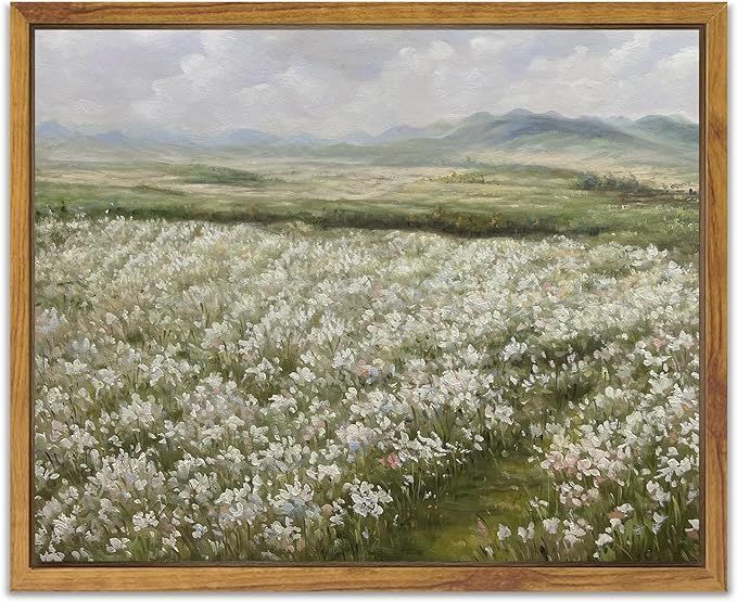 SHENIFY Landscape Canvas Wall Art Vintage Classical Oil Painting Countryside Flower Field Room De... | Amazon (US)