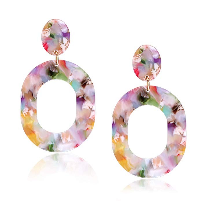 MOLOCH Acrylic for Women Geometry Resin Drop Dangle Earrings Bohemia Tortoise Shell Hoop Earrings... | Amazon (US)