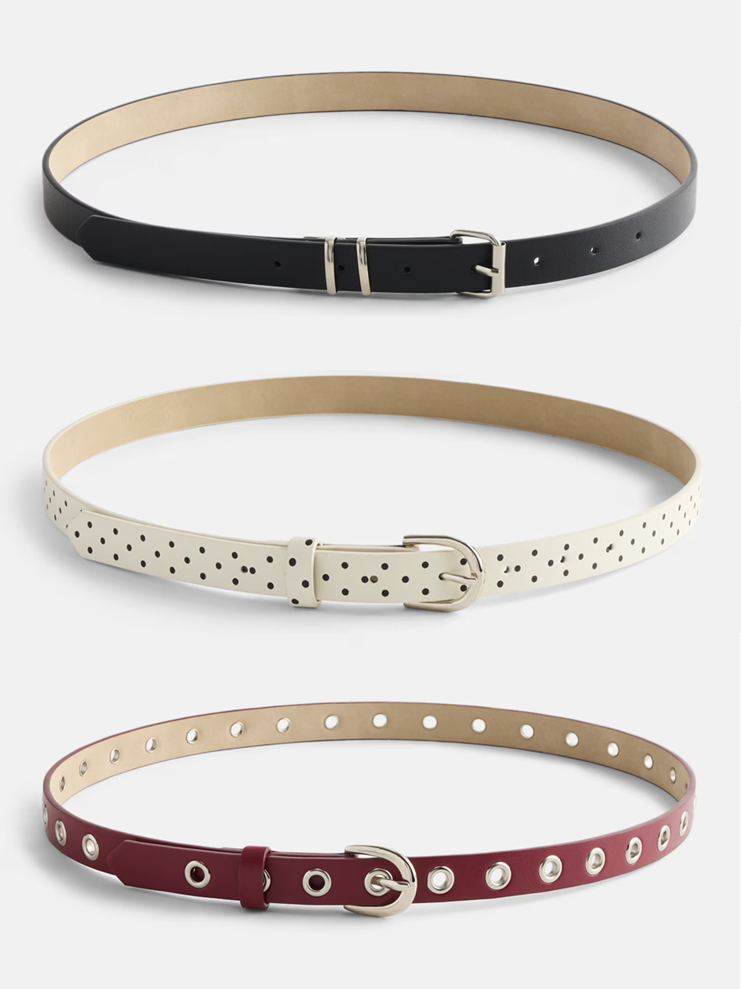 No Boundaries Women's Skinny Belts, 3 Pack, Red/Black/White, Sizes S/M-3XL | Walmart (US)