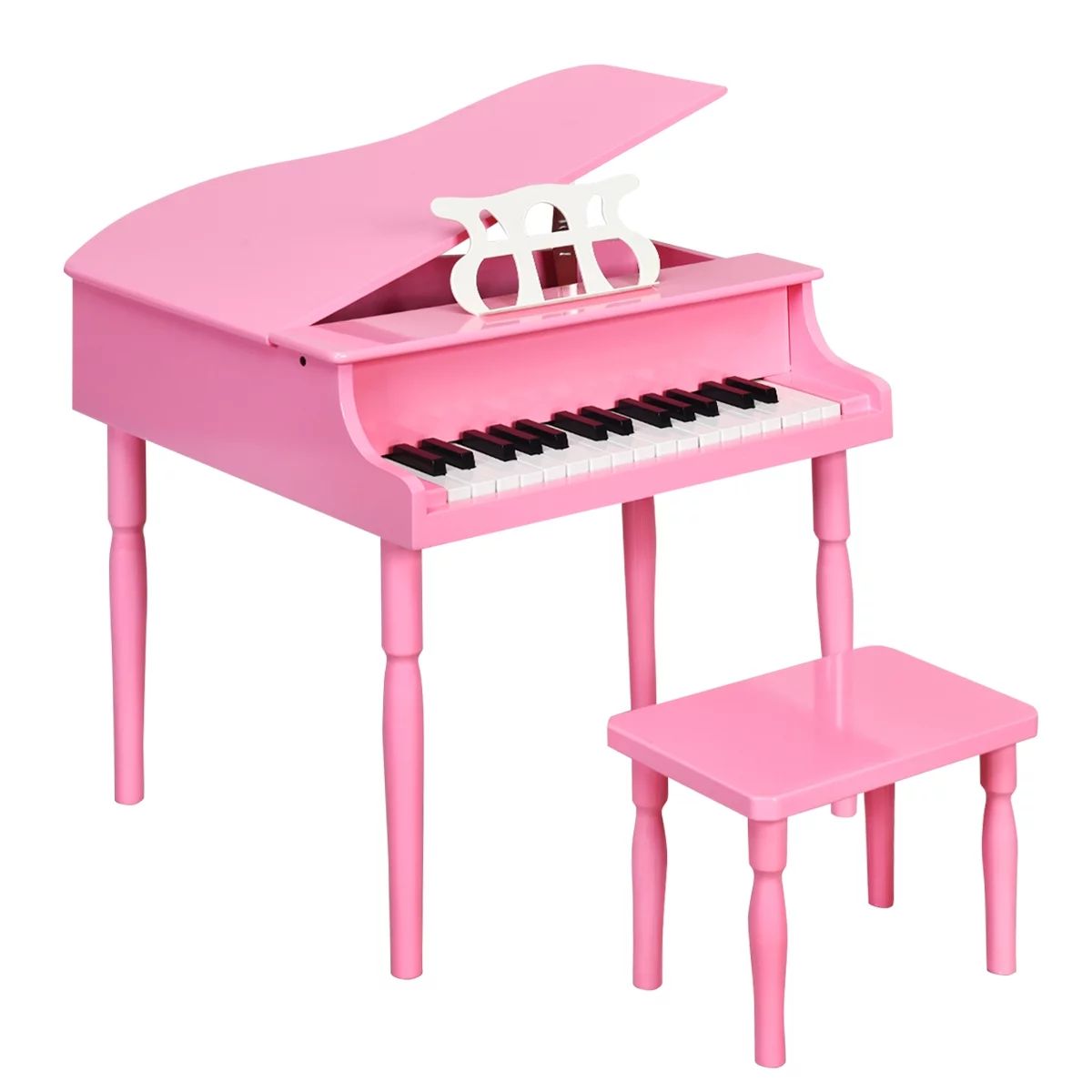 Costway 30-Key Classic Baby Grand Piano Toddler Toy Wood w/ Bench & Music Rack Pink | Walmart (US)