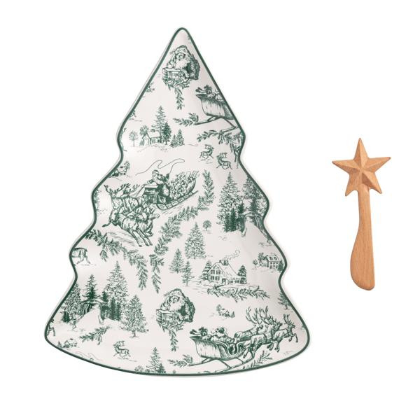 Green Toile Tree Platter | Mud Pie