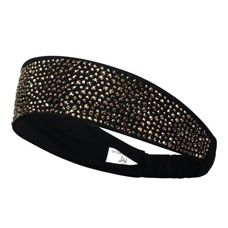 Natalie Mills Black Gold Elastic Headbands for Ladies with Austrian Crystal! Top Trending Hair Ac... | Amazon (US)