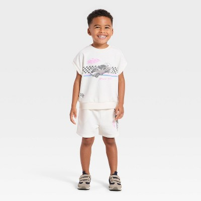 Toddler Boys' 2pc Hot Wheels Top & Bottom Set - Off-White 3T | Target