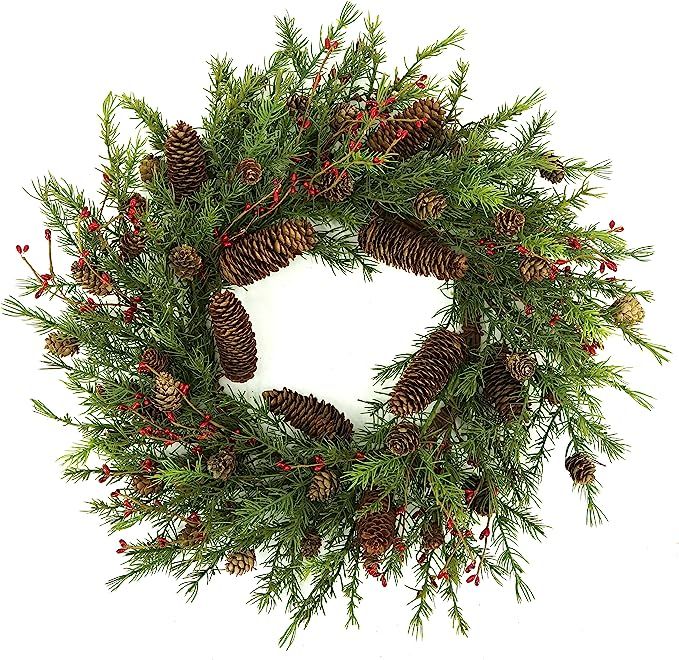 WreathDream 22 inch Artificial Christmas Wreath for Front Door with Pine Cones,Pine Needles for F... | Amazon (US)