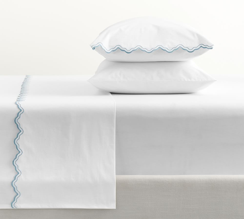 Julia Berolzheimer Eloise Embroidered Organic Percale Sheet Set | Pottery Barn (US)