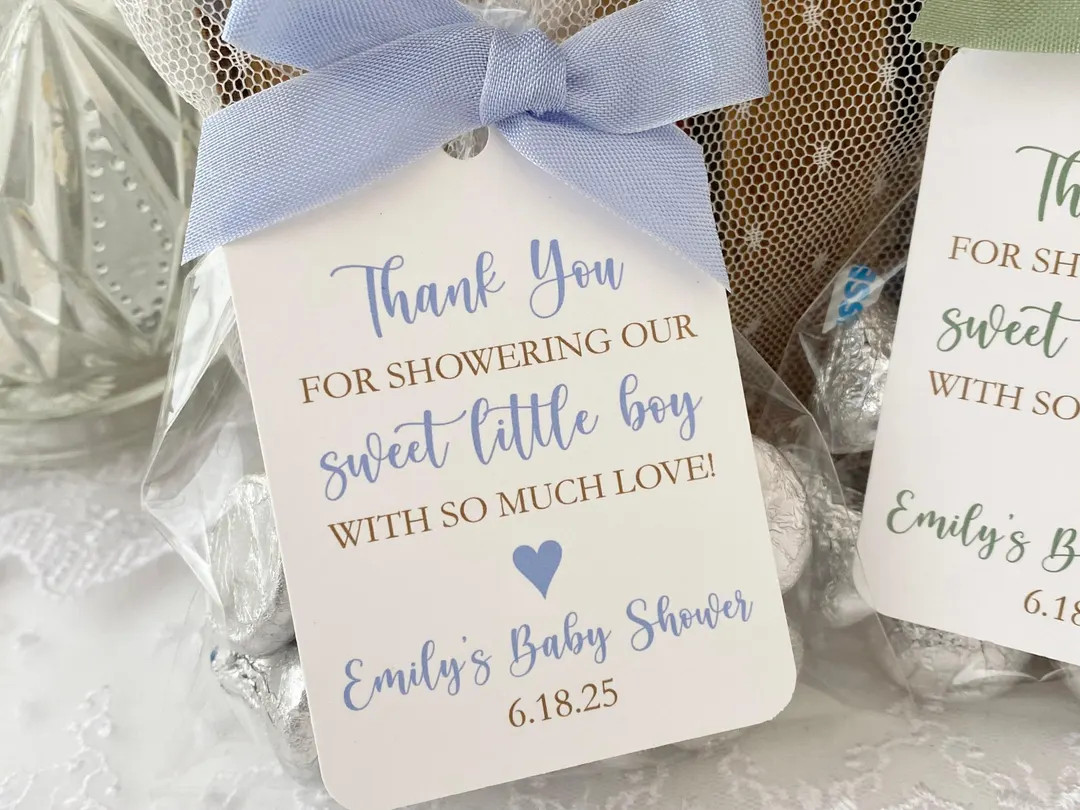 Printed Baby Shower Sprinkle Thank You Favor Bags and Tags for Boy Shower, Personalized Thank You... | Etsy (US)