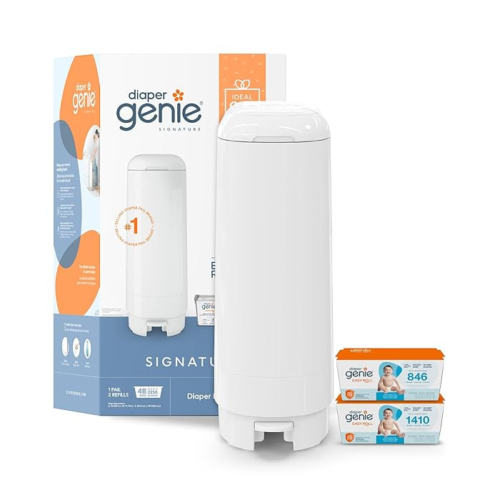 Diaper Genie Signature Gift Set | Includes Easy Roll Refill with 48 Bags | Holds Up to 2256 Newbo... | Amazon (US)