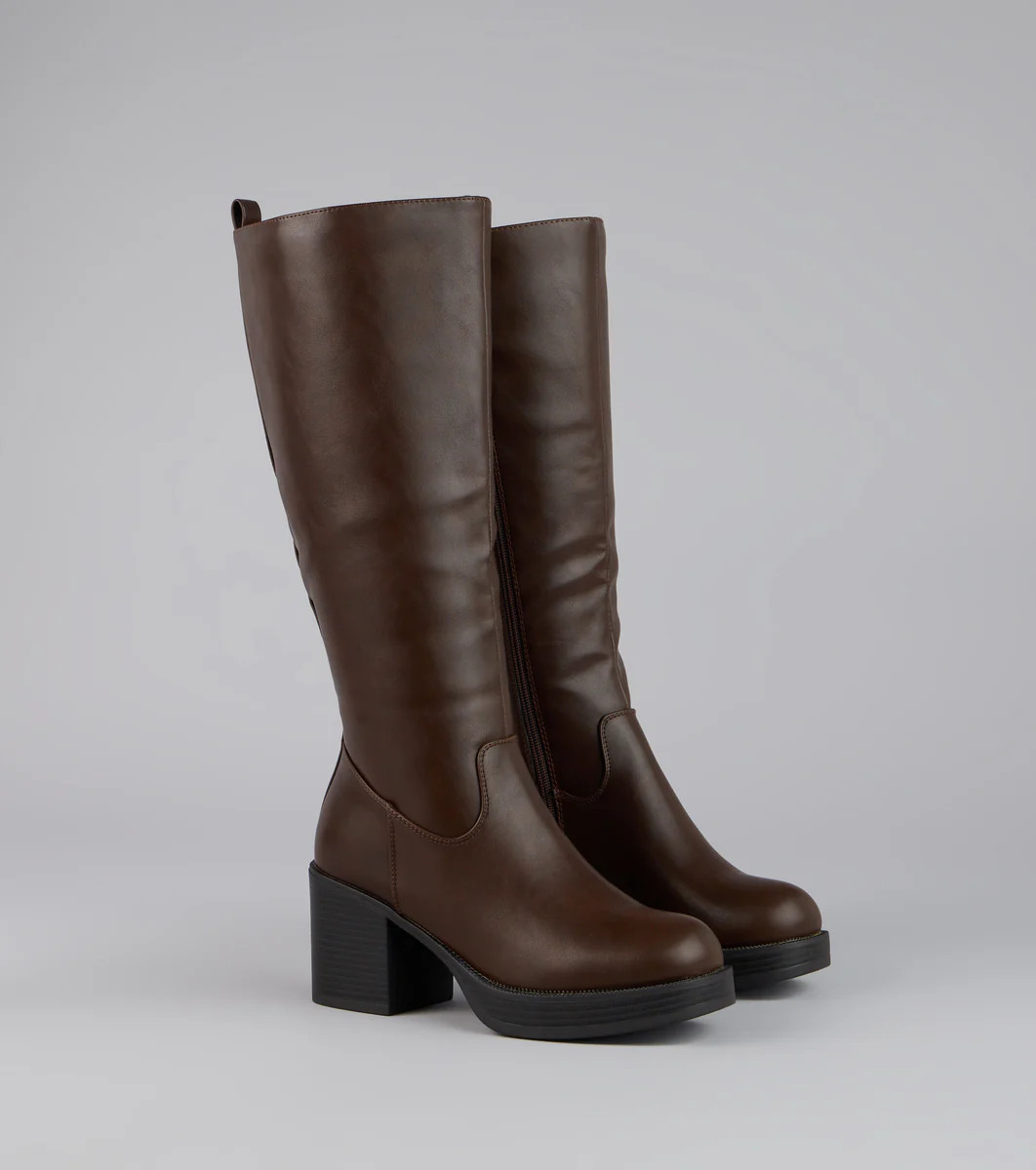 Retro Rise Knee High Platform Boots | Windsor Stores
