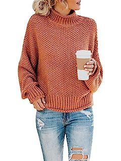 Ybenlow Womens Turtleneck Sweaters Batwing Long Sleeve Casual Loose Oversized Chunky Knit Pullove... | Amazon (US)