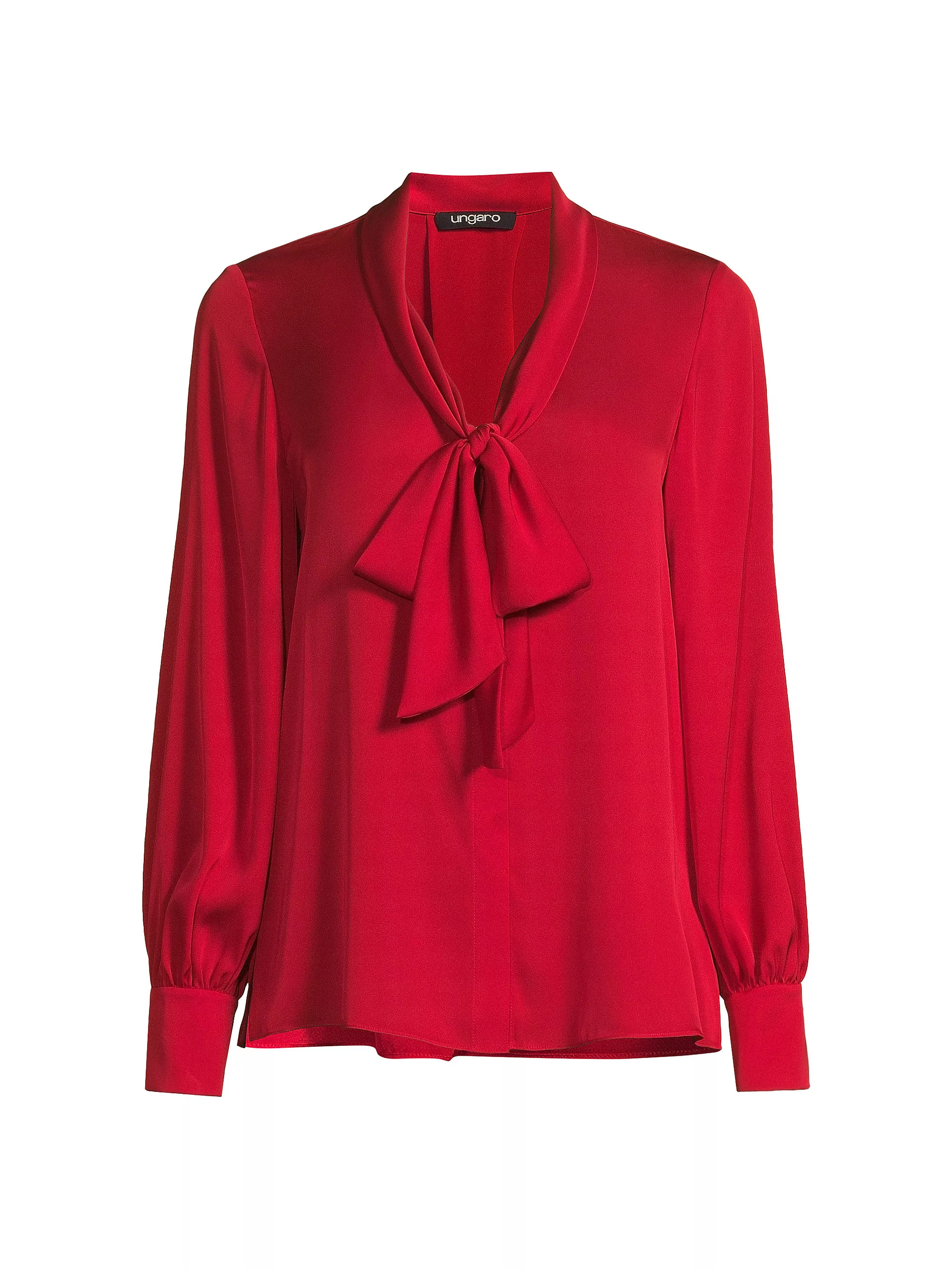 Ella Silk-Blend Tie-Neck Blouse | Saks Fifth Avenue