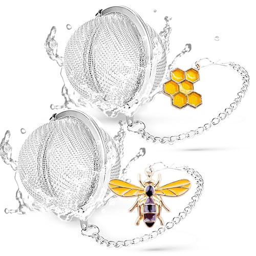 Tea Strainers for Loose Tea, Set of 2 TeaSanavie Stainless Steel Tea Ball, Tea infuser with Honeybee & Beehive Charm | Amazon (US)