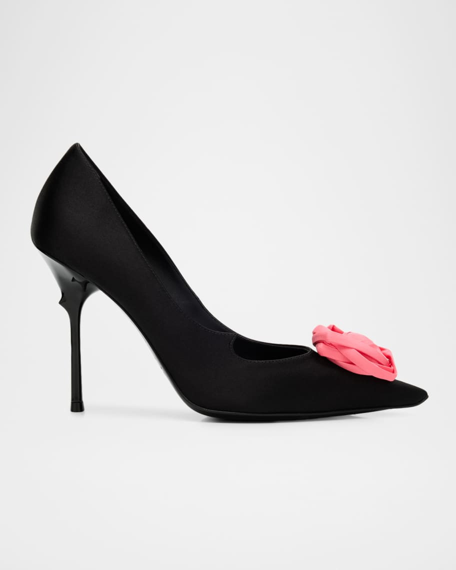 Roger Vivier Epine Rose Satin Pumps | Neiman Marcus